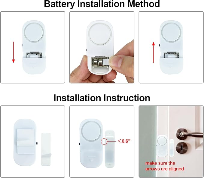 Door Window Alarm, 95DB Door Alarms for Kids Safety, Wireless Sensor Door Window Burglar Alarm-Window Pool Alarms for Home (3 Pack) - Image 7