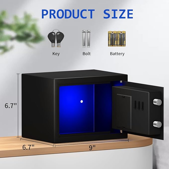 Digital Safe Box with Sensor Light, Electronic Keypad, Steel Construction, Hidden Safe for Home, Wall or Cabinet Anchoring Design (Black) - Image 6