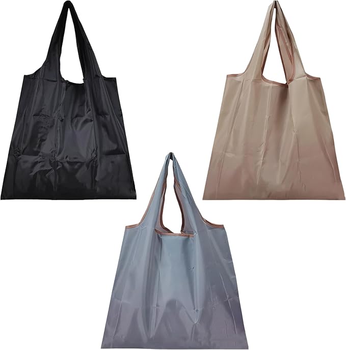 Foldable Reusable Grocery Bags 3 Pack, Shopping Bags for Groceries | Foldable shopping bags for groceries, travel, car storage, supermarket trips, and everyday reusable tote bag carry by Unknown