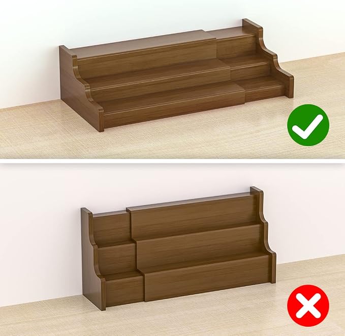 Bamboo Spice Rack Cabinet Organizer - 3 Tier Wooden Expandable Walnut Display Shelf - Image 4