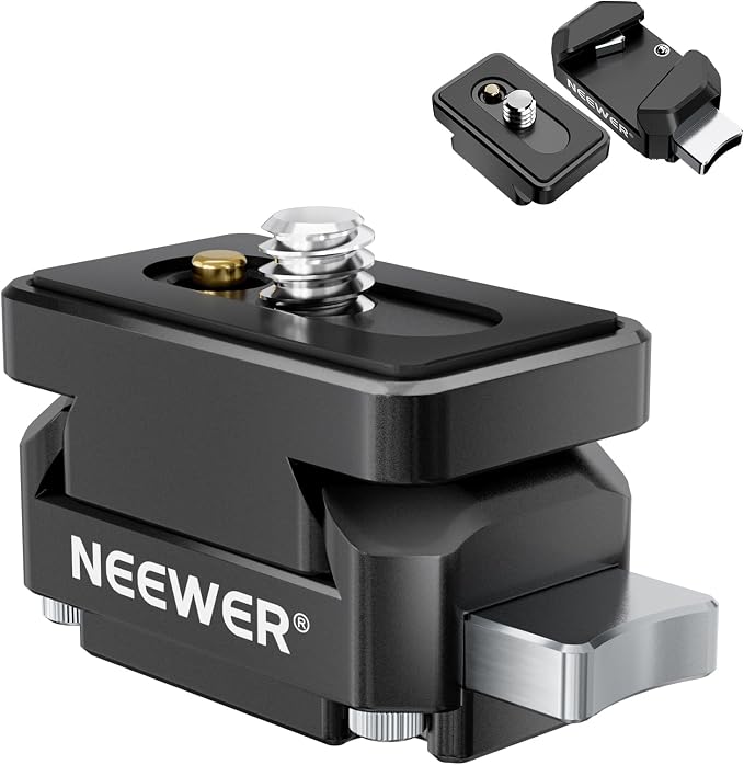 NEEWER Action Camera Quick Release Plate Compatible with Insta 360 x4 x5, Aluminum Tripod Mount QR Adapter Accessories Kit with 1/4" Thread Hole for Filmmaking Video Recording, CA139 by Neewer