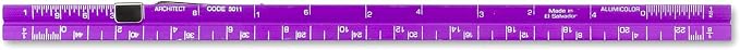 Alumicolor Aluminum Architect Pocket Scale With Clip, 6IN, Purple - Image 2