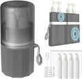 4 in 1 Travel Dispenser Bottle, TSA Approved Refillable Shampoo and Conditioner Bottles Set with Suction Cup for Smooth Walls, Travel Size Toiletries Container for Body Wash/Lotion.(Grey) by Unknown