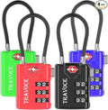 TSA Approved Luggage Locks, Combination Cable Locks, 4 Colors | Search Alert shows TSA key access; resettable 3-digit code and flexible braided steel cable for suitcases and backpacks. by TRAVOCE