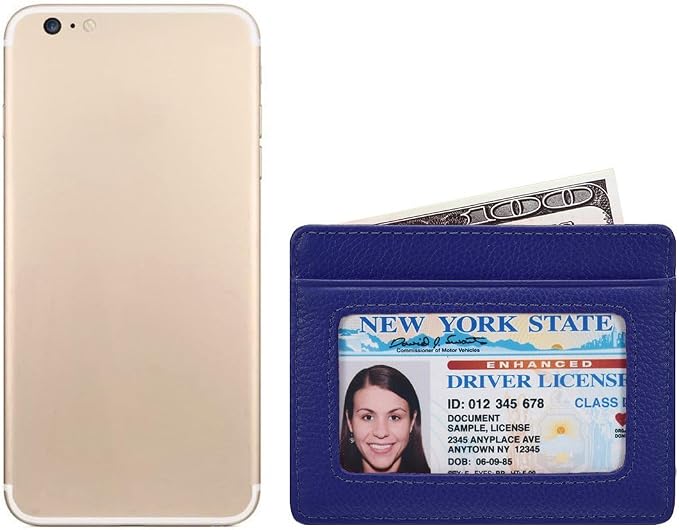 KALMORE womens Credit Holder Genuine Leather Slim Minimalist Card Case Wallet, Black With Id Window - Image 4