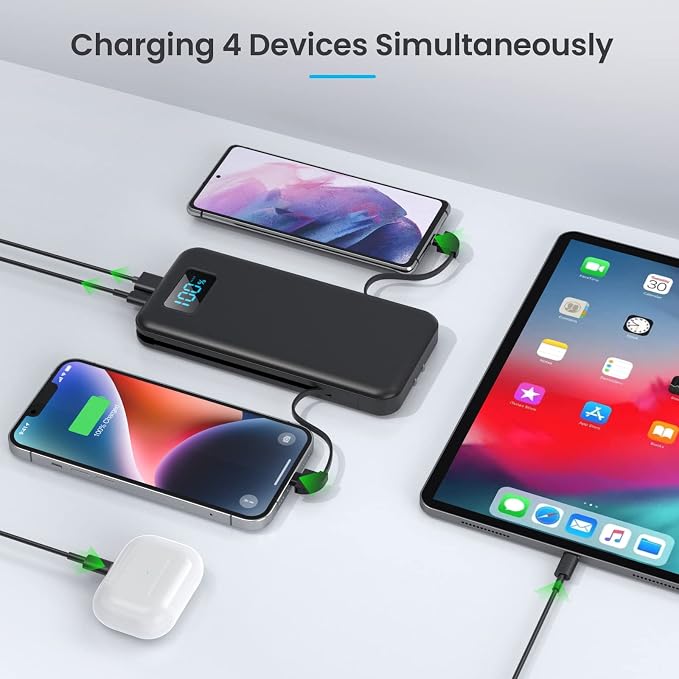 Portable Charger with Built-in AC Plug and Cables,13800mAh USB C Fast Charging Power Bank,Travel Essentials Portable Phone Charger Battery Pack for iPhone 17/16/15/14/13,Galaxy,Android-Graphite Black - Image 7