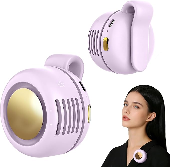 Portable Fan,2-in-1 Waist Clip On Bladeless, Ultra-Quiet Mini Personal Neck Fan 3 Speeds with 360°Adjustable Clip USB Rechargeable for Hiking,Office & Outdoor by Unknown