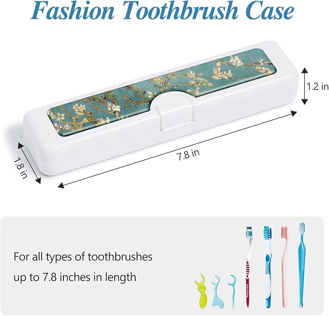 Toothbrush Travel Case - Colorful Pattern, Holder and Covers for Toothbrushes, Includes Tongue Scraper Case - Image 2