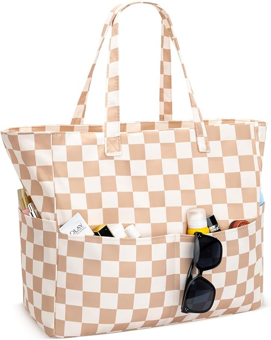 Iioscre Beach Bag for Women, Causal Hobo Handbags with Zipper Inner Pocket | Foldable Swim Tote Bag for Beach Vacation Essentials by Iioscre