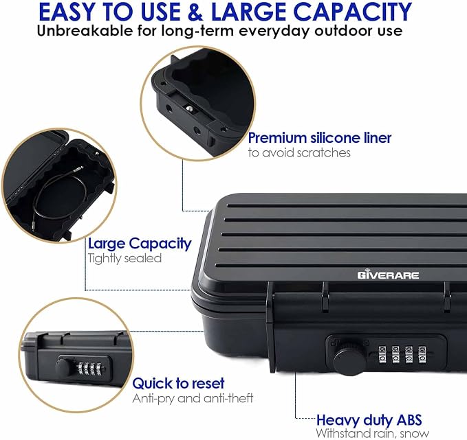 Portable Lock Box, 4-Digit Combination Safe Boxes with Detachable Cable, Anti-Theft Security Lockbox Outdoor, Small Resettable Personal Password Cash Case for Travel, Hotel, Dorm, Beach, Gym - Image 5