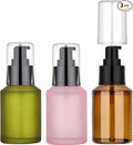 Segbeauty 2oz Frosted Glass Pump Bottle Dispenser, 3pcs Empty Travel Size Bottles with Pump, 15ml Refillable Travel Lotion Container, Mini Liquid Containers for Creams Oils Bottle in Mixed Color by Segbeauty