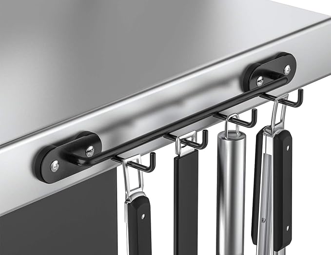 Skyflame Magnetic BBQ Tool Rack, 12" Long | Universal Metal Fridge Organizer, Grill Cutlery Holder Towel Hanger, 4 Hooks Storage - Image 8