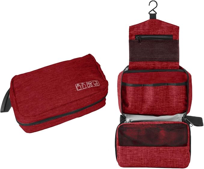 Travel toilet bag is used to store toiletries, Suitable for short-term travel use hanging toilet bag (Burgundy) by Traveltoiletbag