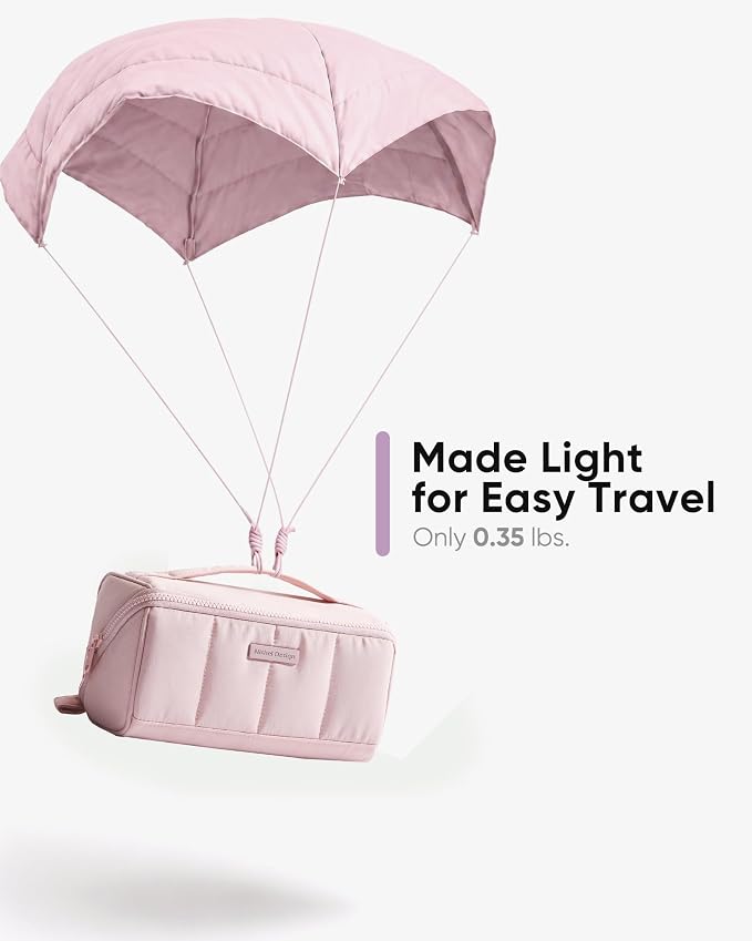 NISHEL Travel Makeup Bag for women, Organizer Pouch Cosmetic Case | Open-flat design keeps cosmetics, brushes, and beauty tools organized for travel and daily routines, Medium, Pink - Image 7