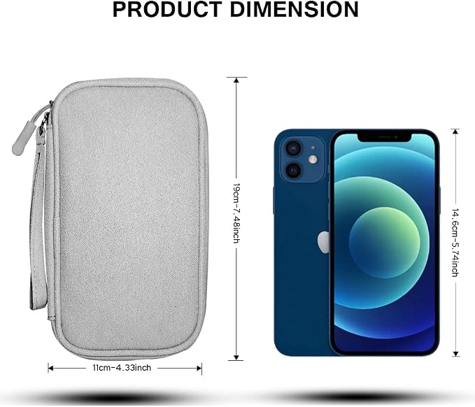 Electronics Organizer Bag Pouch Cable Charger Case Travel Shockproof Cord Carrying Case for Earphone Powerbank USB Hard Drive SD Card (Grey) - Image 2