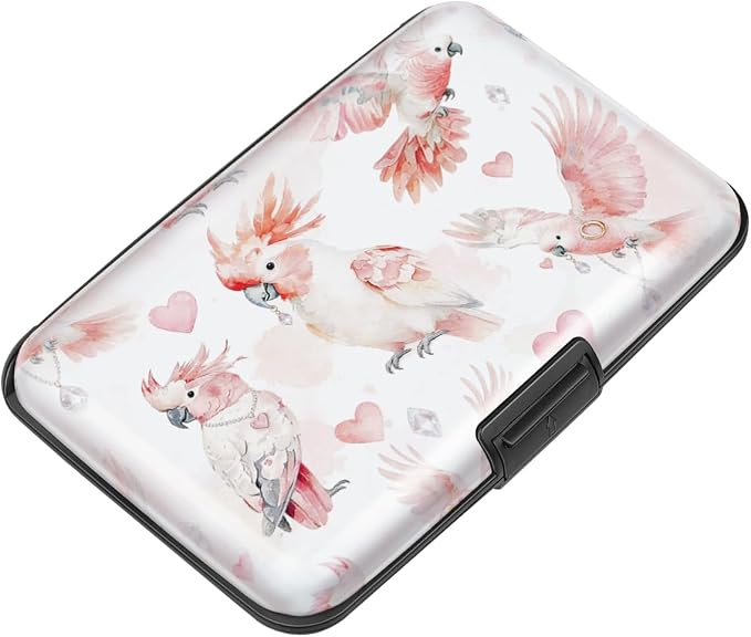 Coco Rossi Credit Card Holder RFID Aluminum Small Mini Wallet Women | Metal Wallet, Business Cards Holder, ID Case, Slim Sleeves, Womens Girls Gift, Carry Proof Wallets for Travel, Parrots by Coco+Rossi