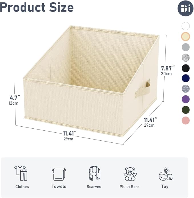 DIMJ Closet Storage Bins - Fabric Storage Baskets for Shelves, Collapsible Closet Organizers and Storage with Handles, Trapezoid Shelf Organization Storage Cubes for Purse, Toys, Books, Towel, Socks - Image 5