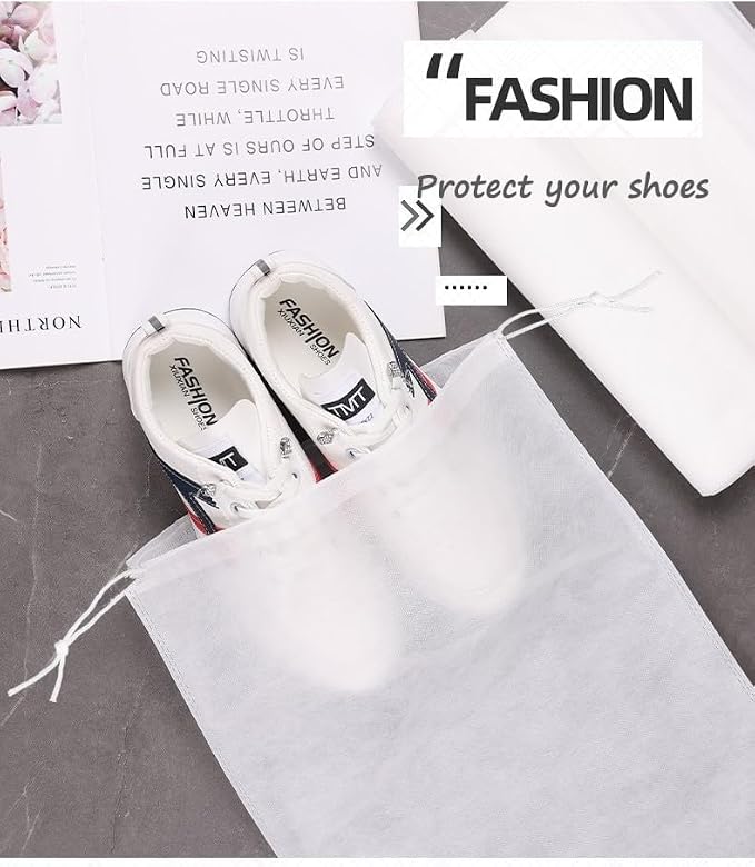 30 eco-friendly travel shoe bag storage bags, non-woven breathable dust-proof bag with rope, suitable for storing shoes and bags, isolate dust and keep shoes and bags clean and tidy. (9.8inX13.77in) - Image 2