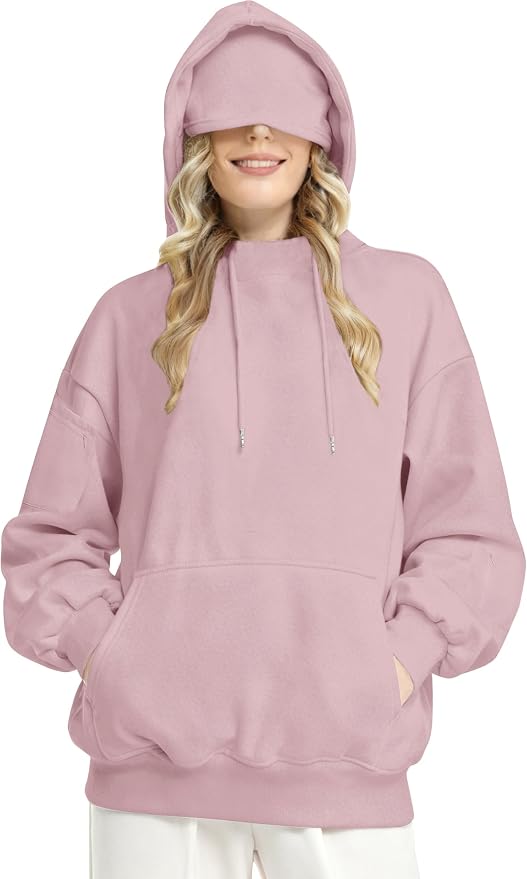 Unisex Travel Hoodie with Eyemask Fleece Sweatshirt Fall Winter | Airplane Hoodie with Multi Pockets & Eye mask Womens Sweatshirts Comfort Pullover Fleece Sweaters Fashion Tops for Couples by Eocicvvi