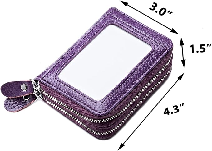 Women's RFID Blocking Leather Zipper Card Wallet Small Purse Credit Card Case Holder for Mother Day Gift (Purple) - Image 7
