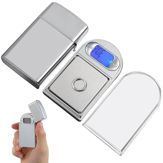 IMIKEYA Mini Digital Pocket Scale 200/0.01 Gram Jewelry Scale in Lighter Shape Battery Powered Stainless Steel with LCD Display for Coins Medicine Collections Portable Home Use by IMIKEYA