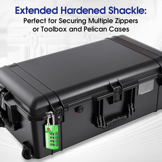 SURE LOCK TSA Approved 4-Digit Resettable Combination Luggage Locks with Open Alert, Easy-Read Dials - for Luggage, School Lockers, Gym, Office, Toolbox & Security Cases(Green 4 Pack) - Image 8