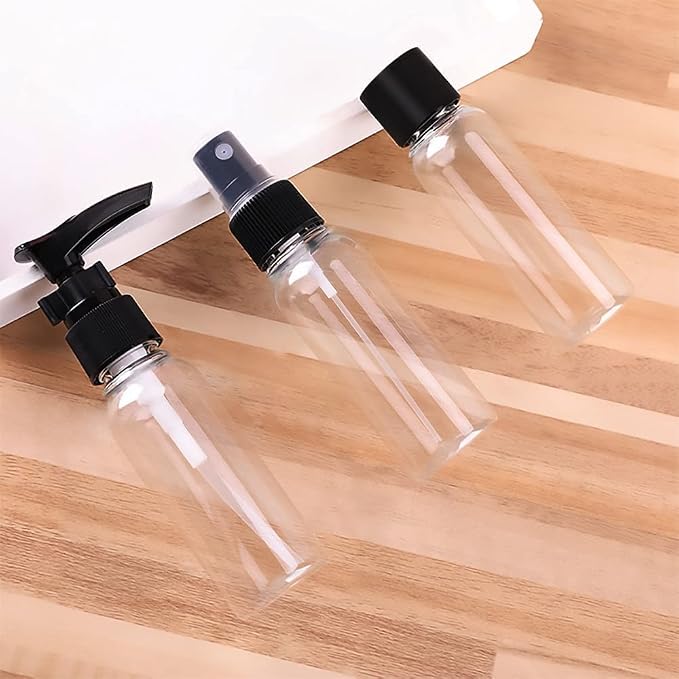 Vitog Travel Bottles Kit, TSA Approved Leak Proof Portable Toiletry Containers Set, Clear flight size PET Cosmetic Containers for Lotion, Shampoo, Cream, Soap, Set of 11 (Black+Plastic) - Image 4