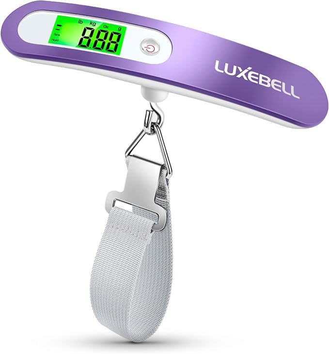 Digital Luggage Scale Vacation Travel Essentials Accessories Gifts for Traveler Portable Suitcase Handheld Weight Scale 110 lbs Hanging Baggage Travel Must Haves by Luxebell