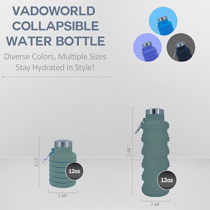Collapsible Water Bottles 17oz, Odorless BPA-Free Silicone, Leak-Proof Foldable Reusable Bottle - Perfect for Travel Sports Gym Hiking Camping Cycling - Light Taupe - Image 3