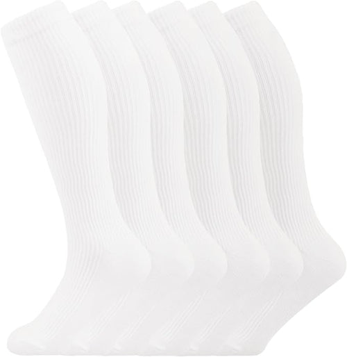 +MD Cotton Compression Socks for Women & Men 4/6 Pairs 15-20mmHg Knee High for Sports, Travel, Nursing Long Sitting Standing by MD