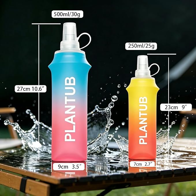 Soft Foldable Water Bottle, TPU, Collapsible Flask for Outdoor Sports, Gradient Blue and Pink - Image 6