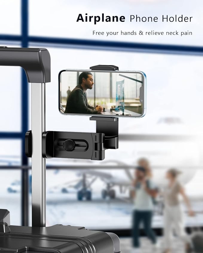 Upgraded Airplane Phone Holder, Plane Travel Essentials, Matte Black | Universal Hands-free Phone Holer with 360° Rotation for Flying, Accessory Travel Must Haves Phone Stand for Desk, Tray Table - Image 3