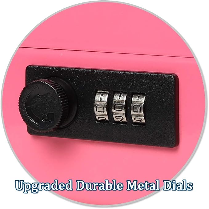 Jssmst Large Cash Box with Combination Lock - Durable Metal Cash Box with Money Tray, Pink, 11.81 x 9.84 x 3.46 inches, CB0705XLN - Image 6