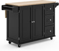 Homestyles Dolly Madison Black Mobile Kitchen Island Cart with Wood Drop Leaf Breakfast Bar by homestyles