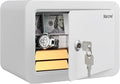 Marcree 0.23 Cubic Safe Box for Kids, Steel Security Safe with Key Lock | Home Safes with Rounded Design for Child Protection, Personal Lock Box for Home, 6.69 x 9.06 x 6.69 Inches, White by MarcreeSafe