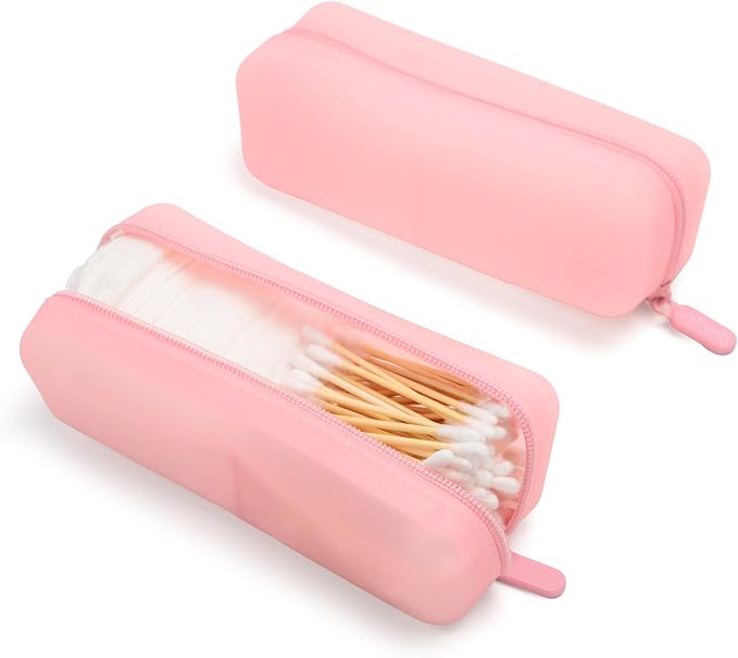 Cotton Pad Swab Travel Case, 2-in-1 Waterproof Organizer, VISFRESH (Pink) - Image 2