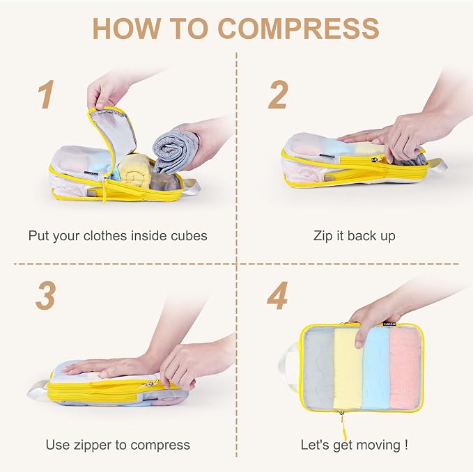 PFEYRPK Lightweight Compression Packing Cubes for Suitcases, Compressible Expandable Travel Packing Organizer with Clear Toiletries and Backpack Bag, Travel Essentials for Carry on Luggage 7 Set - Image 2