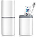 2 in 1 Portable Toothbrush & Toothpaste Travel Case | Dustproof Travel Toothbrush Holder, Built-in 2 Mouthwash Cups, Compact, For Traveling Camping Business Trip Dorm Bathroom by Quoarelic