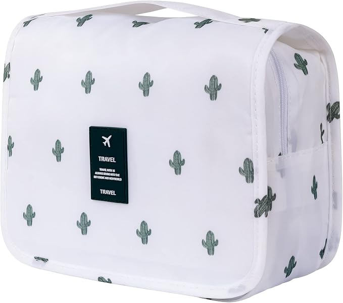 Travel Toiletry Bag for Women, Hanging Toiletry Bag with Multi-Pockets, Toiletry Bag for Traveling Easy Clean, Travel Organizer Cactus Pattern by Yeegras