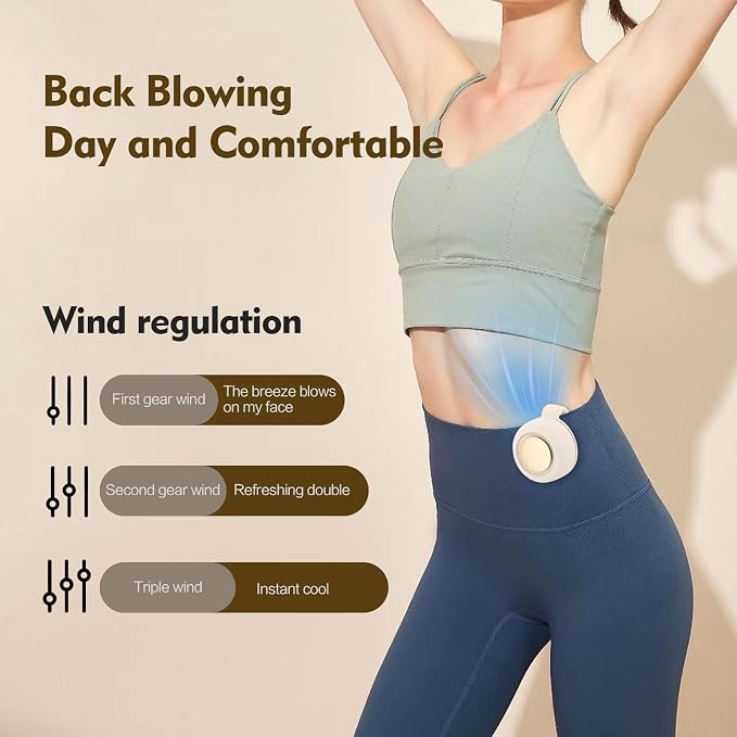 Portable Silent Mini Bladeless Electric Fan,Small fan Clip on for Shirt & Waist,2026 New Mini Bladeless Fan Clip On,Adjustable 3-Speed For Outdoor & Travel & Office, Travel Accessories, Gift (Beige) - Image 3