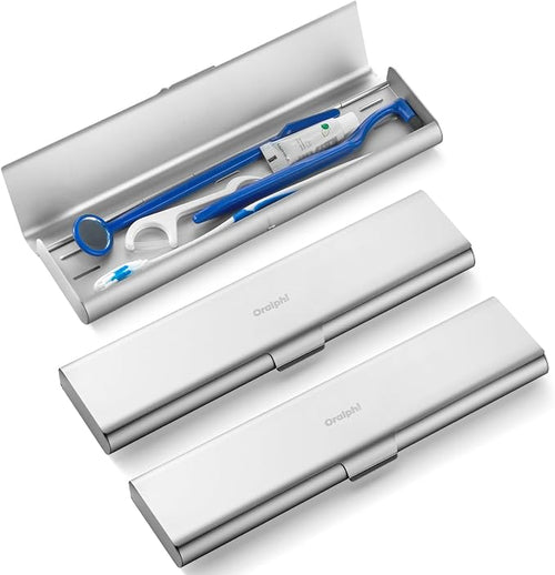 2 Pack Wider Aluminum Toothbrush Travel Case, Portable Travel Toothbrush Holder, Durable Manual Toothbrush Box Container for Traveling, Bathroom, Camping, Business Trip by Oralphi