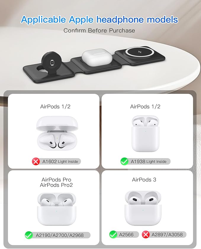 Magnetic Wireless Charger for iPhone: Fodable 3 in 1 Charging Station for Multiple Apple Devices - Travel Charging Pad Dock for Apple Watch iPhone 17 16 15 14 13 12 Pro Max Plus & Airpod - Image 5