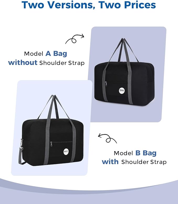 WANDF Personal Item Travel Bag, Carry On Duffle Bag Women | 18x14x8 inches, Airline Underseat Aprroved, Weekend Overnight Trips, Lightweight Packable - Image 4