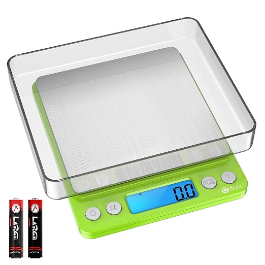 Digital Scale, 3000g, 0.01 Ounces, 0.1 Grams Accuracy Mini Kitchen Food Scale with 2 Trays, Pocket Scale for Jewelry, Coffee, LCD Display, Tare Function, Stainless Steel by AMIR
