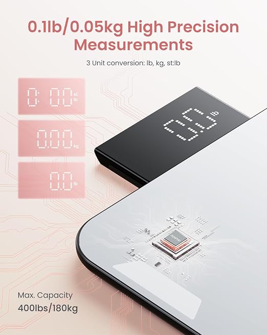 RENPHO Travel Scale with Mirror, Rechargeable, LED Display, 8.98" x 5.28" | Compact Mirror Scale for Travelling, Digital Portable Scale for Body Weight with High Accuracy, 400lbs, Core Go - Image 5