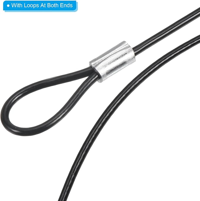 PATIKIL 8 Inch Safety Cable Lock, 6 Pack Stainless Steel 2mm Dia Security Wire Rope with Double Loop for Stage Lighting Luggage Lock Black - Image 5
