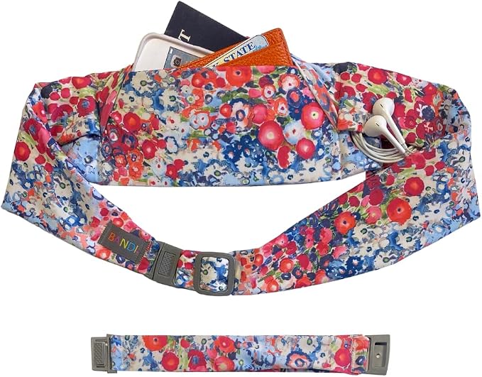 BANDI Plus Size Fanny Pack for Women - Travel-Ready Pocket Belt with Secure Hidden Money & Running Belt for Phone, Passport, Keys, & Medical Devices, Adjustable Fit, Comfortable (Poppies) by BANDI