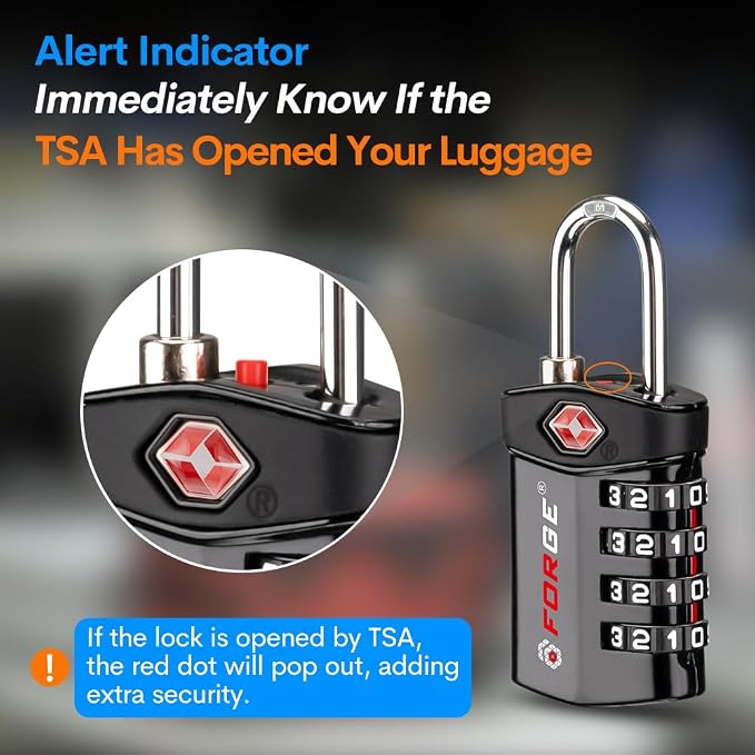 Forge Travel Lock,TSA Approved Luggage Locks for Air Travel, Gym Lockers, School Lockers, Pelican Cases, Gun Case, Easy Read Dials, Durable Alloy Body - Image 3