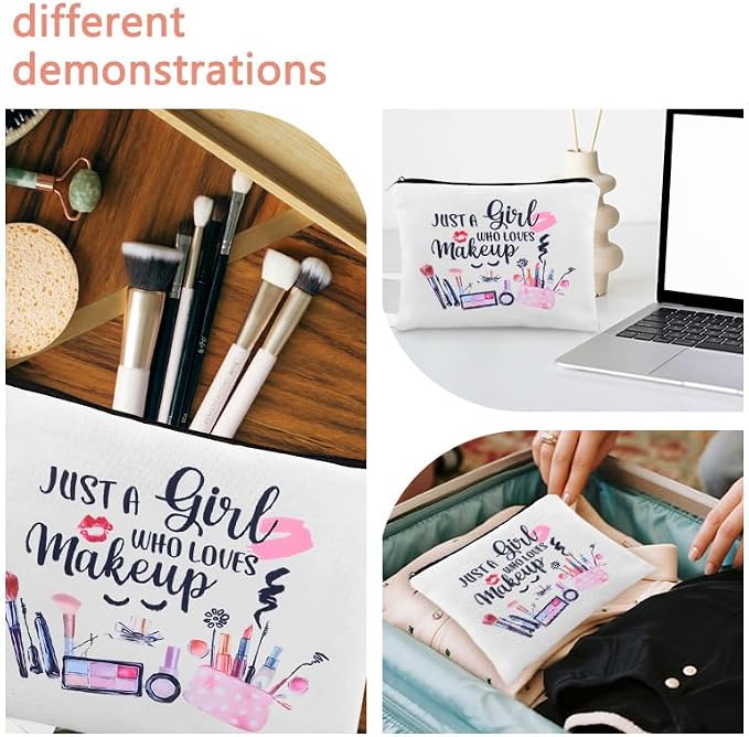 Sisadodo Makeup Tool Storage Bag for Women Just A Girl Who Loves Makeup Bag with Zipper Cosmetic Bags for Makeup Artist Toiletry Bag Make Up Case for Girls Make Up Lover Bags Pouch for Travel - Image 6