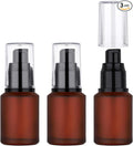 Segbeauty 1oz Frosted Glass Pump Bottle Dispenser Refillable, Pack of 3 Red Empty Small Lotion Bottle Travel Size Makeup Pump Dispensers, 30ml Leak Proof Glass Travel Bottles for Toiletries by Segbeauty